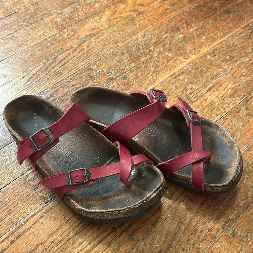 Red Birkenstocks size 8 - Picture 1 of 10